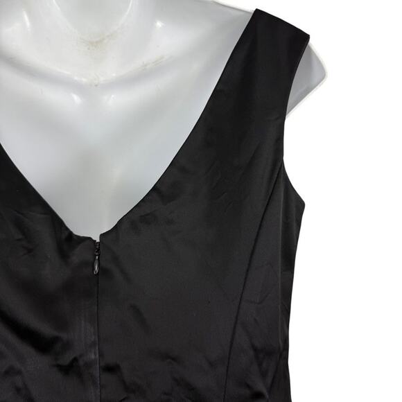 Guess Collection USA Made Satin Solid Little Black Dress V-Back Stretch sz 4 - Picture 12 of 16